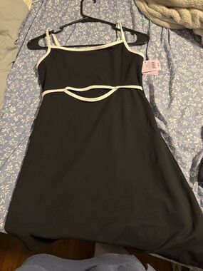 Black Mini Dress with White Trim